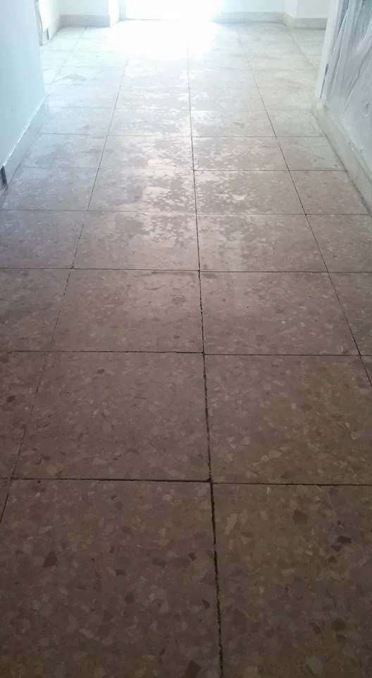 Terrazzo floor before restoration and polishing